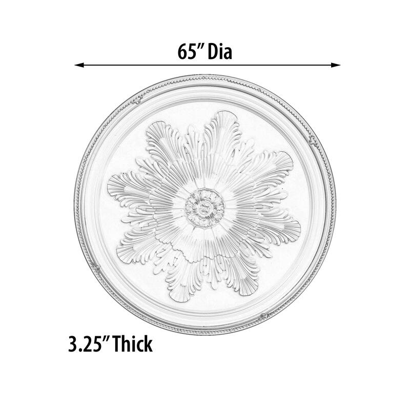 Grand Acanthus Round Ceiling Medallion 65 Inch Diameter - White