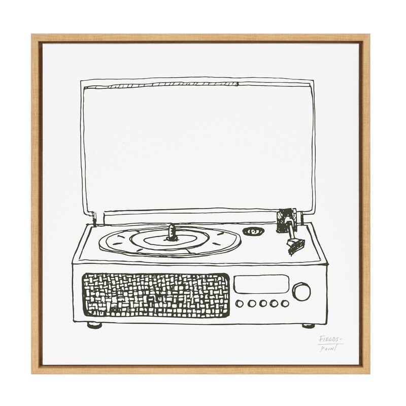 Kate and Laurel Sylvie Record Player Framed Canvas by Statement Goods