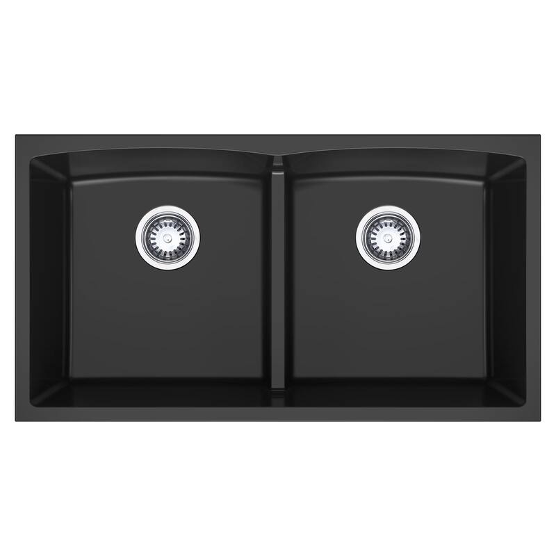 HIGOLD 9-Inch Undermount Dual Equal Bowl Quartz Sink