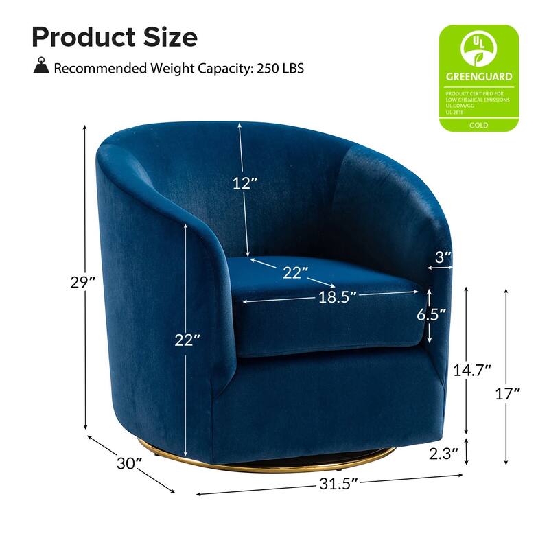 Eleuterio Modern Upholstered Swivel Accent Barrel Chair with Metal Base Set of 2 by HULALA HOME