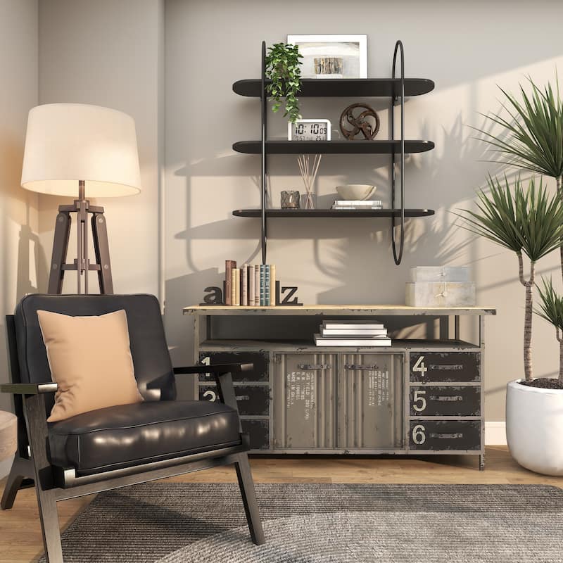 Metal Oval 3 Shelf Wall Shelf - Black - Roche River Decor