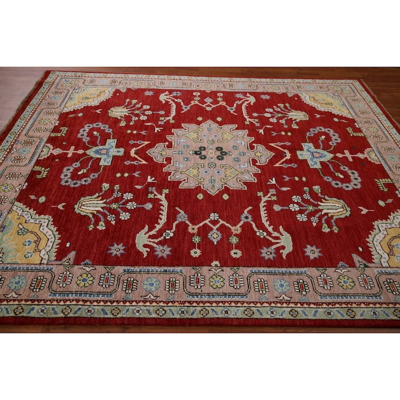 Vegetable Dye Oushak Turkish Rug Hand-knotted Wool Carpet - 6'5"x 8'3"