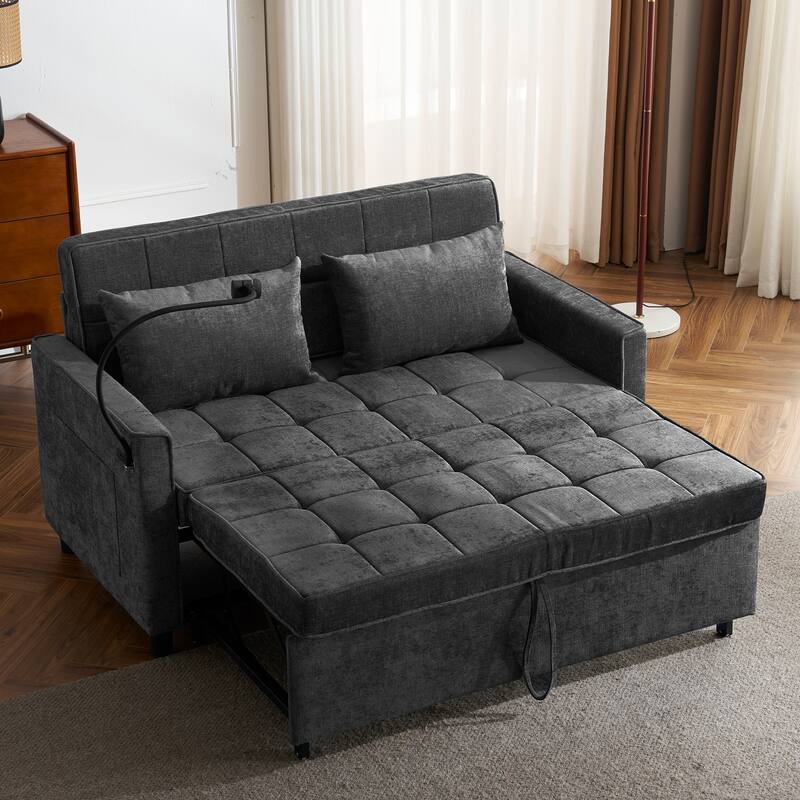 Anmytek 56.9 Inch Compact Multi-Functional Loveseat - Convertible Pull-Out Sofa Bed