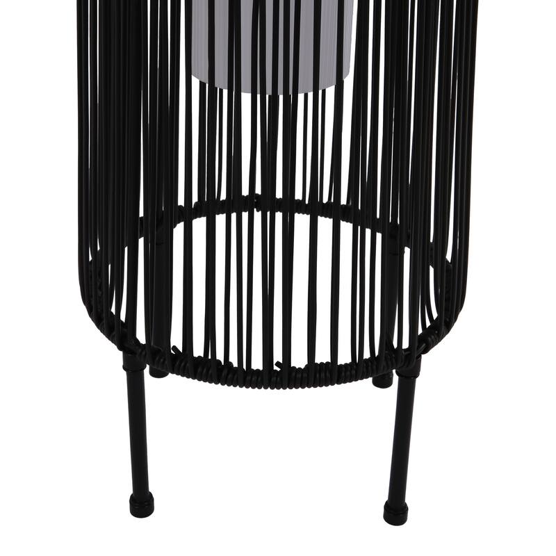 2-Pack Outdoor All-Weather Rattan Solar Light Patio Floor Lamp For Porch