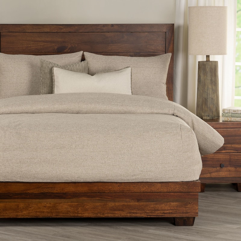 Performance Tweed Bed-Cap Comforter Set with Tailored Corners - Sand - California King