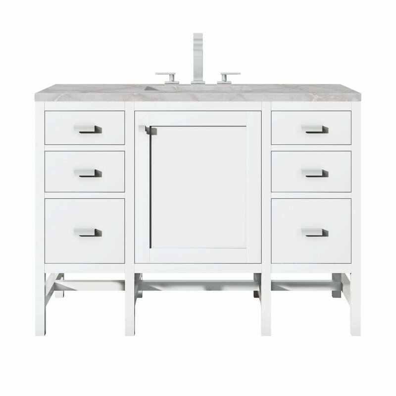 James Martin Vanities E444-V48-3VSL Addison 48" Single Basin Wood - Glossy White - Painted