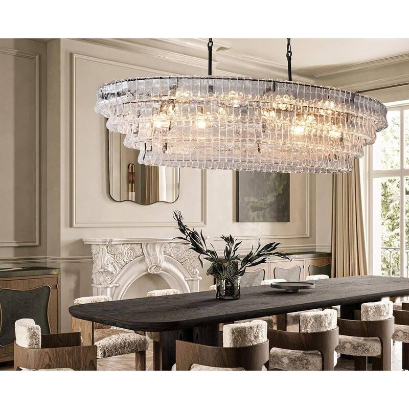 KAYLA 36 in. 6-Lights Gold Crystal Drum Chandelier
