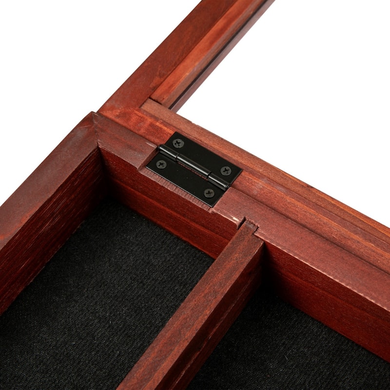 Wooden Medals Display Case with Removable Shelves