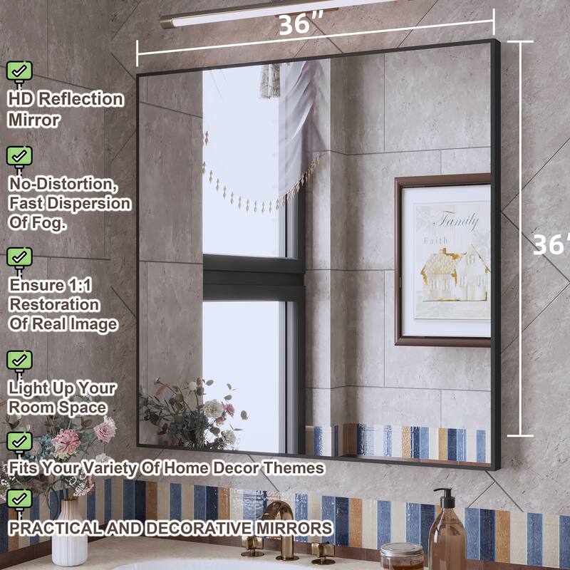 QuivaraView Wall Mounted Aluminum Frame Bathroom Vanity Mirror