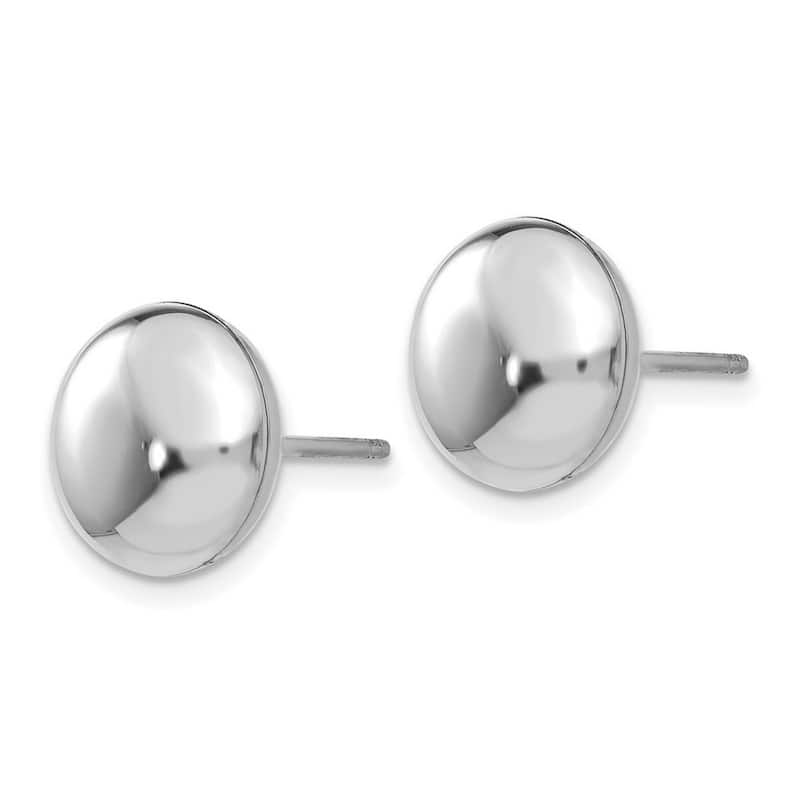 Curata 14k White Gold Polished 10.5mm Button Post Earrings