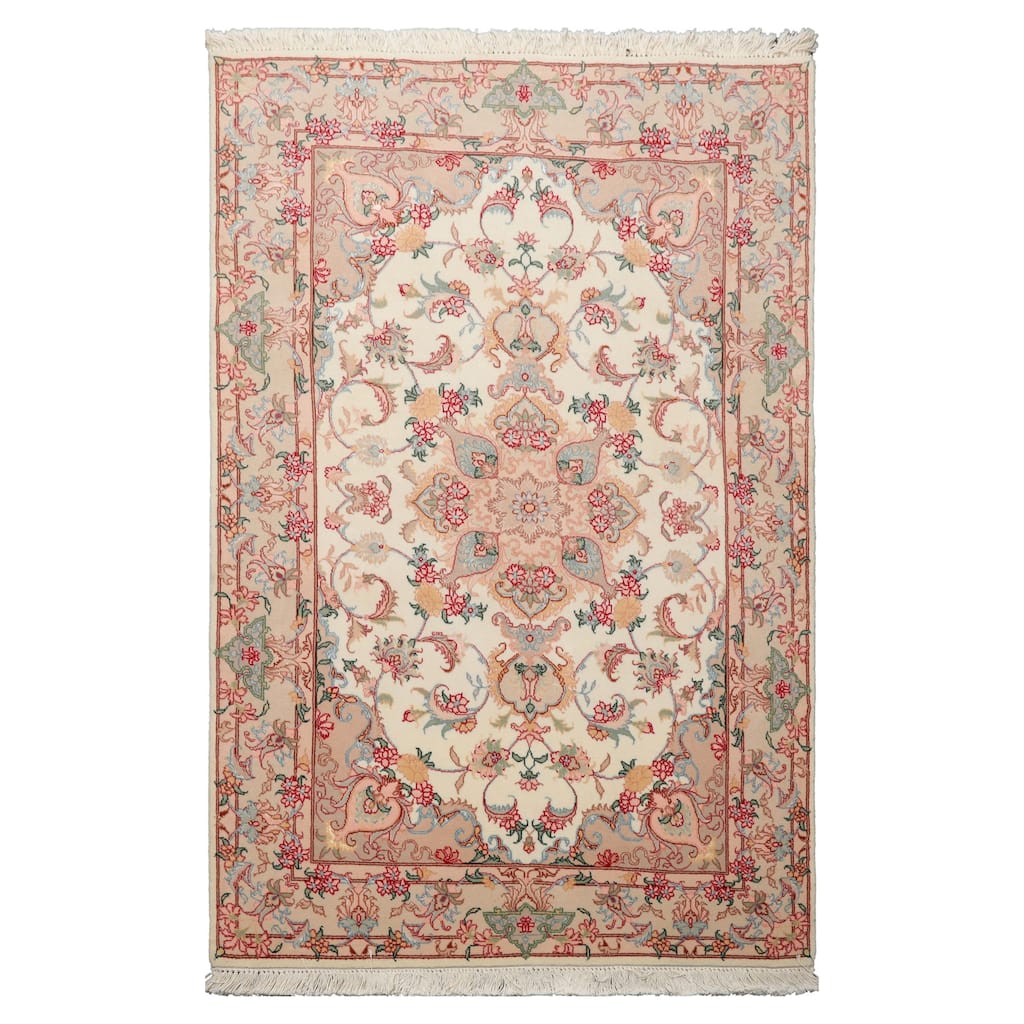3'3''x5 Hand Knotted Wool Ivory Traditional 250 KPSI Rug - 3' 3'' x 5'