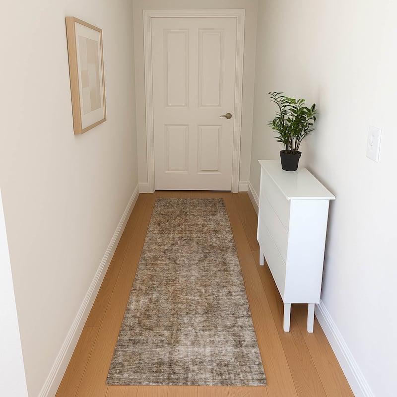 Premium Washable Super Soft Vintage Traditional Mayfield Rug - Brown - 2'3" x 7'6"