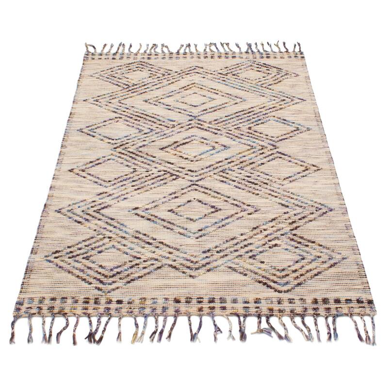 ECARPETGALLERY Braid weave Sienna Light Khaki Wool Rug - 5'0 x 7'11