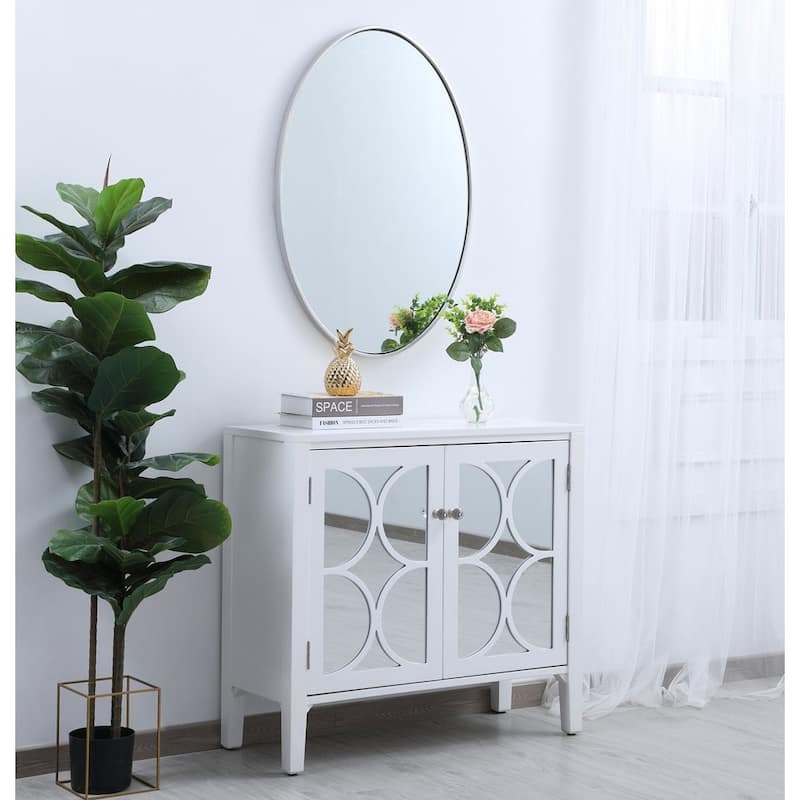 Elegant Lighting 34 Inch Oval Mirror with Metal Frame
