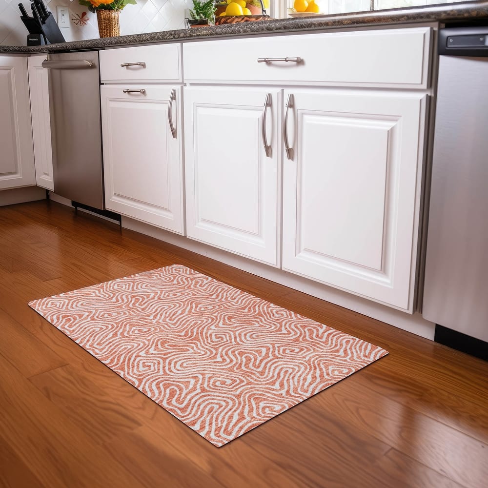 Machine Washable Indoor/ Outdoor Modern Trance Chantille Rug