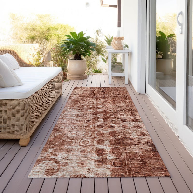 Machine Washable Indoor/ Outdoor Chantille Abstract Modern Rug
