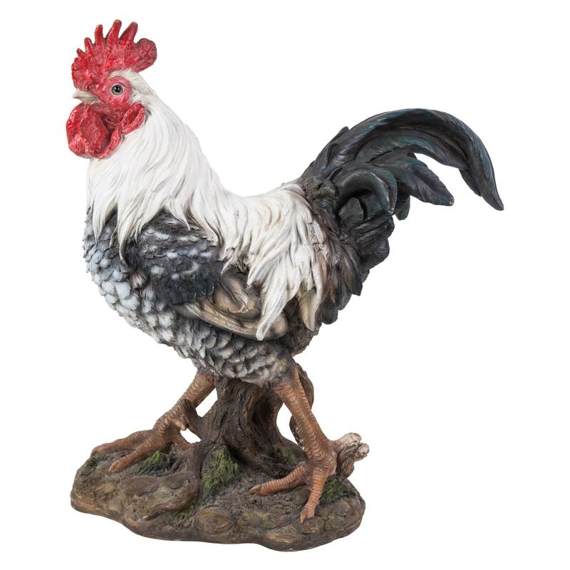 15.75" Standing Rooster on Ground Outdoor Garden Statue