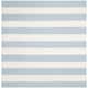 SAFAVIEH Handmade Montauk Caspian Stripe Cotton Flatweave Rug - 10' x 10' Square - Sky Blue/Ivory