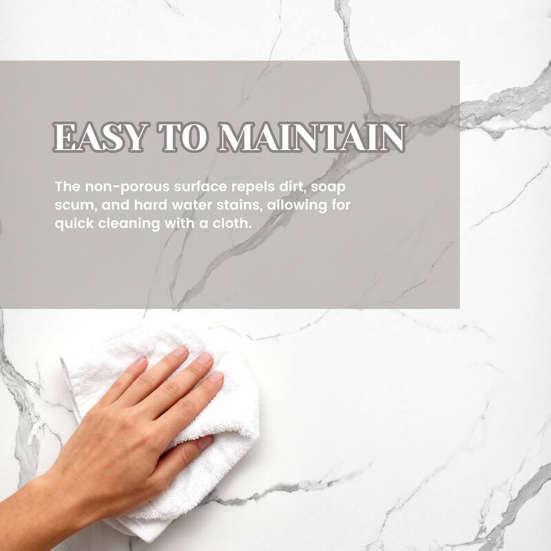 3-Piece Glue-Up SMC Composite Alcove Shower Wall Surround Kit, Waterproof Easy-Clean Shower Panels