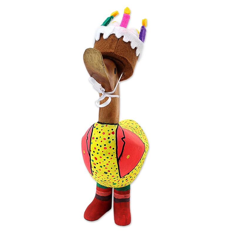 Novica Handmade Birthday Duck Wood Figurine