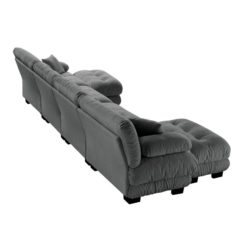 4-Seater U-Shaped Free Combination Modular Sofa with 2 Ottomans