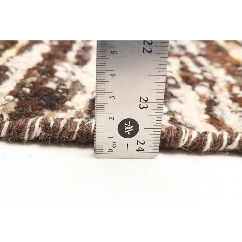 ECARPETGALLERY Braid weave Sienna Dark Brown Wool Rug - 5'4 x 7'6