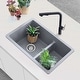 preview thumbnail 1 of 17, STYLISH 27 inch Composite Granite 60/40 Double Bowl Dual Mount Sink - 27" x 18" x 9.5" Grey