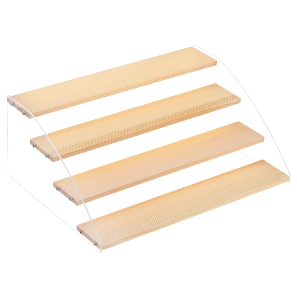 Wood Display Stand Tiered Wooden Cupcake Stand 4 Tier Acrylic Display Stand - Brown