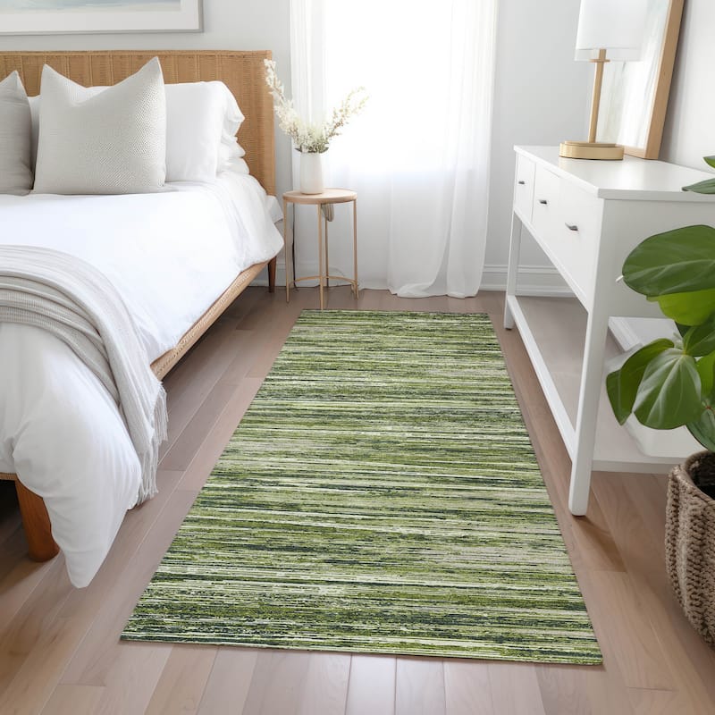 Machine Washable Indoor/ Outdoor Chantille Abstract Stripe Rug