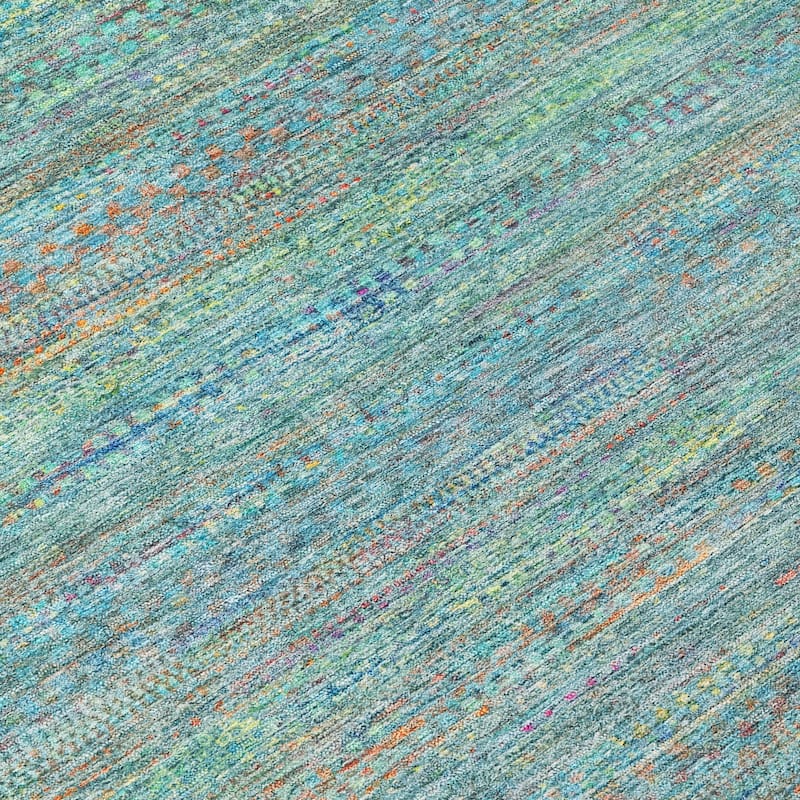 Machine Washable Indoor/Outdoor Modern Stripes Chantille Rug