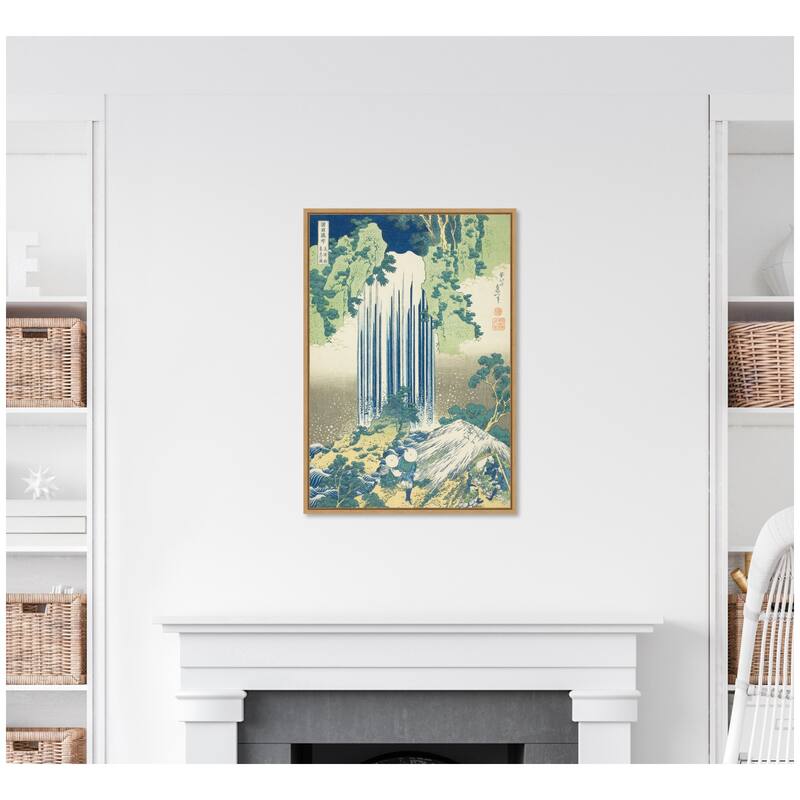 Kate and Laurel Sylvie Katsushika Hokusai Yoro Waterfall in Mino Province 1833 Framed Canvas by The Art Institute of Chicago