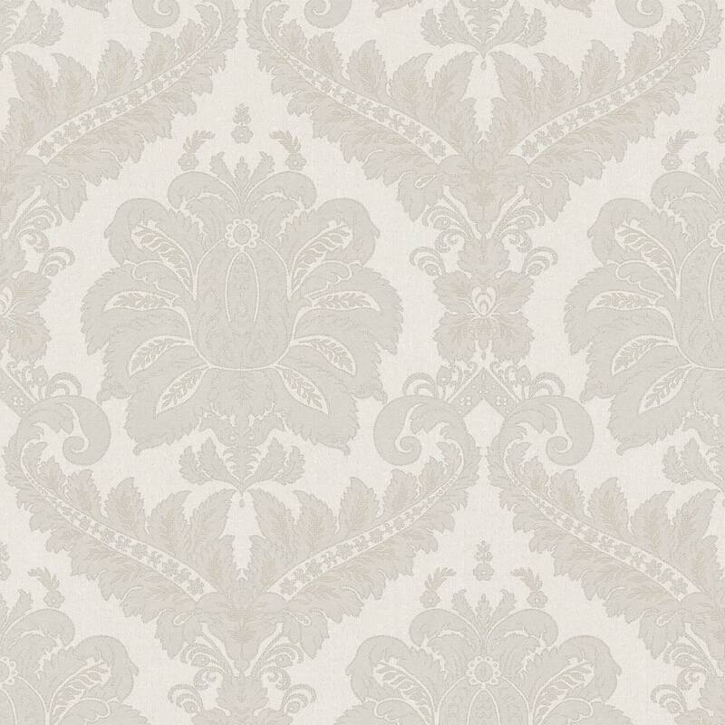 Galerie Wallcoverings Ornamenta Collection Traditional Damask Matte Finish Vinyl on Non-woven Wallpaper Roll - 33-feet long x 21-inches wide - Grey