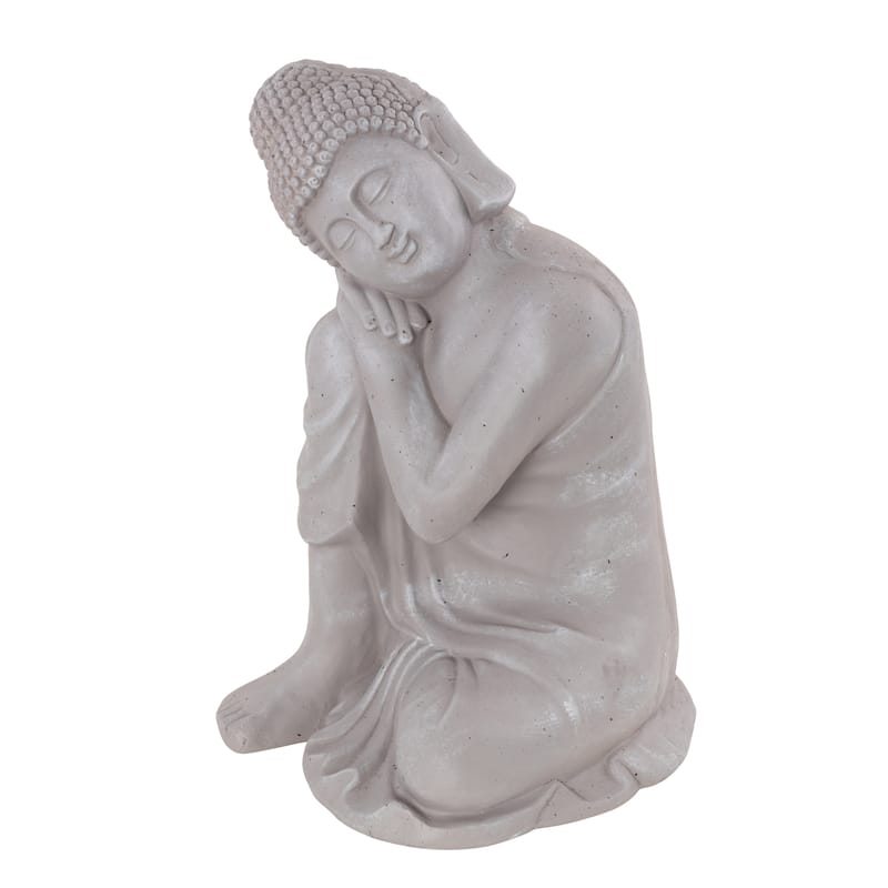 Magnesium Oxide Buddha Indoor Outdoor Meditating Garden Sculpture - Gray - Roche River Decor