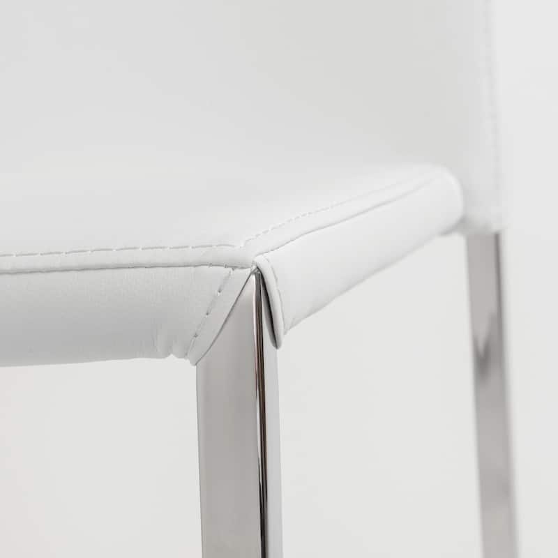 HomeRoots Set of Two Gray Faux Faux Leather Steel Stacking Chairs