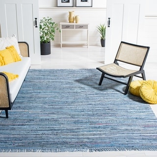 SAFAVIEH Handmade Rag Rug Bookem Casual Stripe Cotton Rug with Fringe