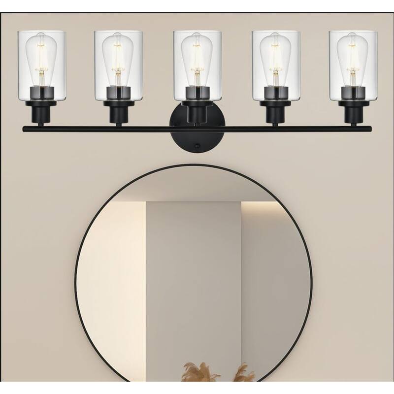 5-Light Bathroom Light Fixtures - Black