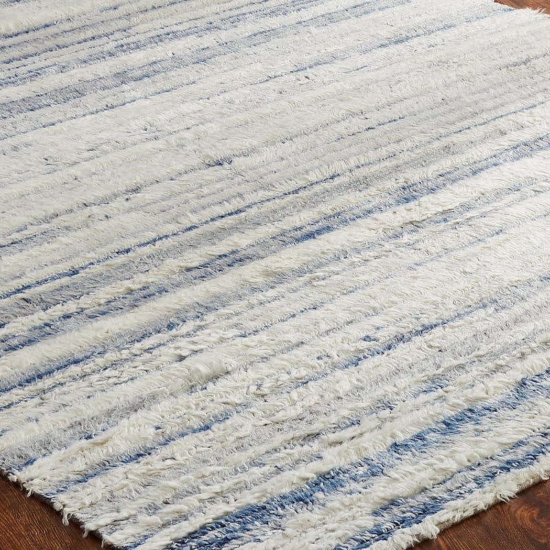 Abstract Shag Blue/White Area Rug