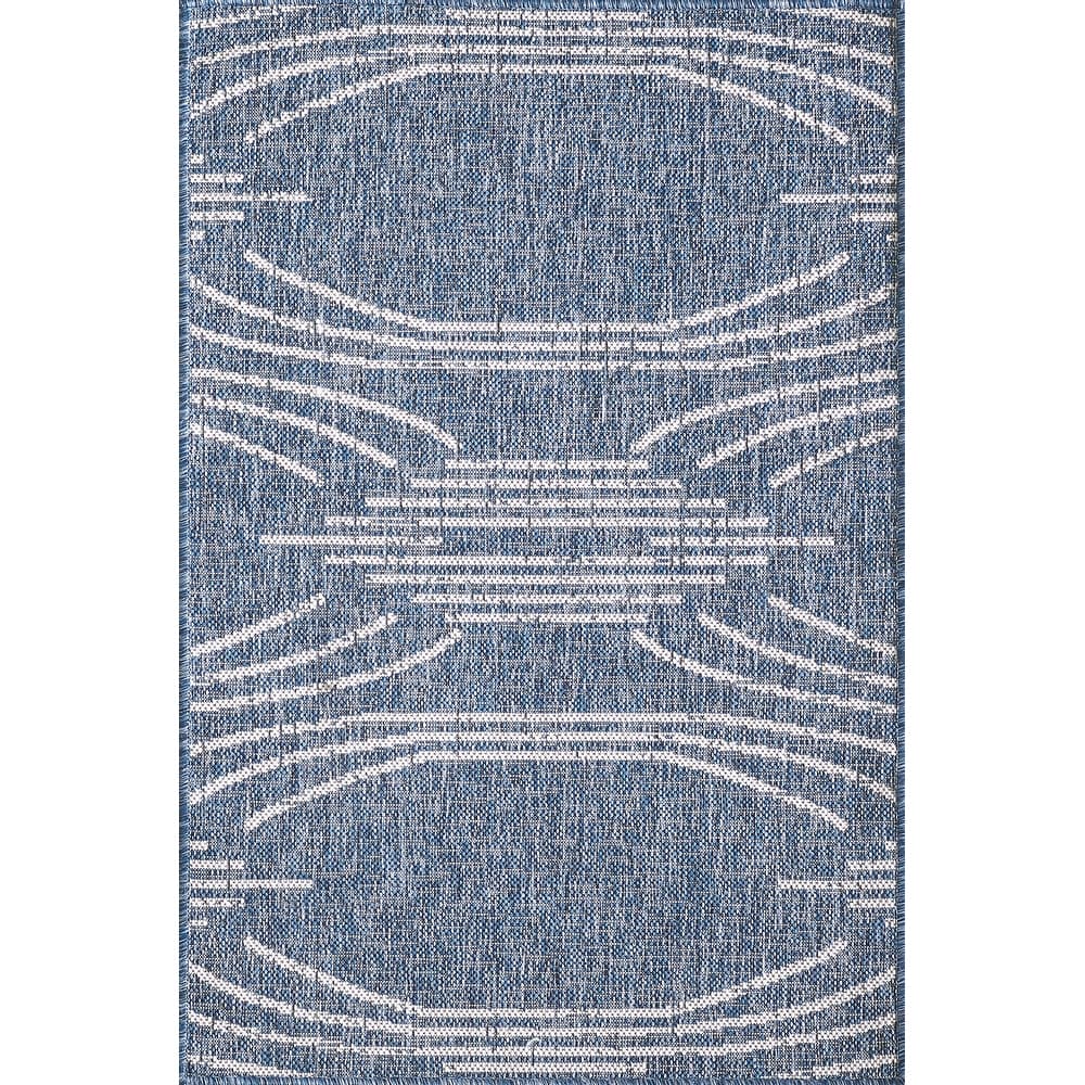 Domani Pyramids Denim Geometric Indoor/ Outdoor Rug