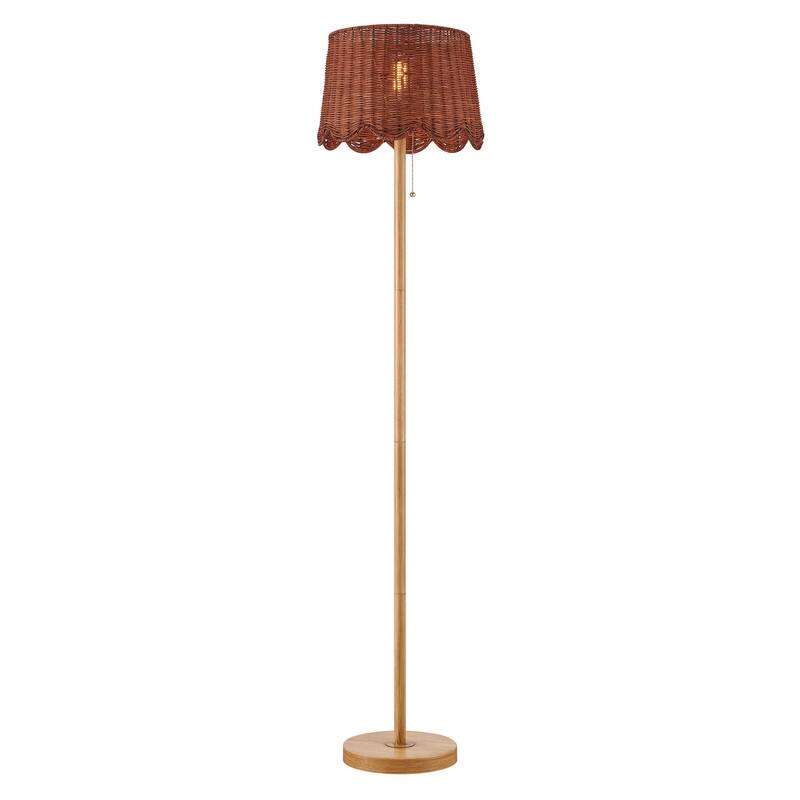 KAWOTI 62.5''H Rattan Floor Lamp with Pull Chain