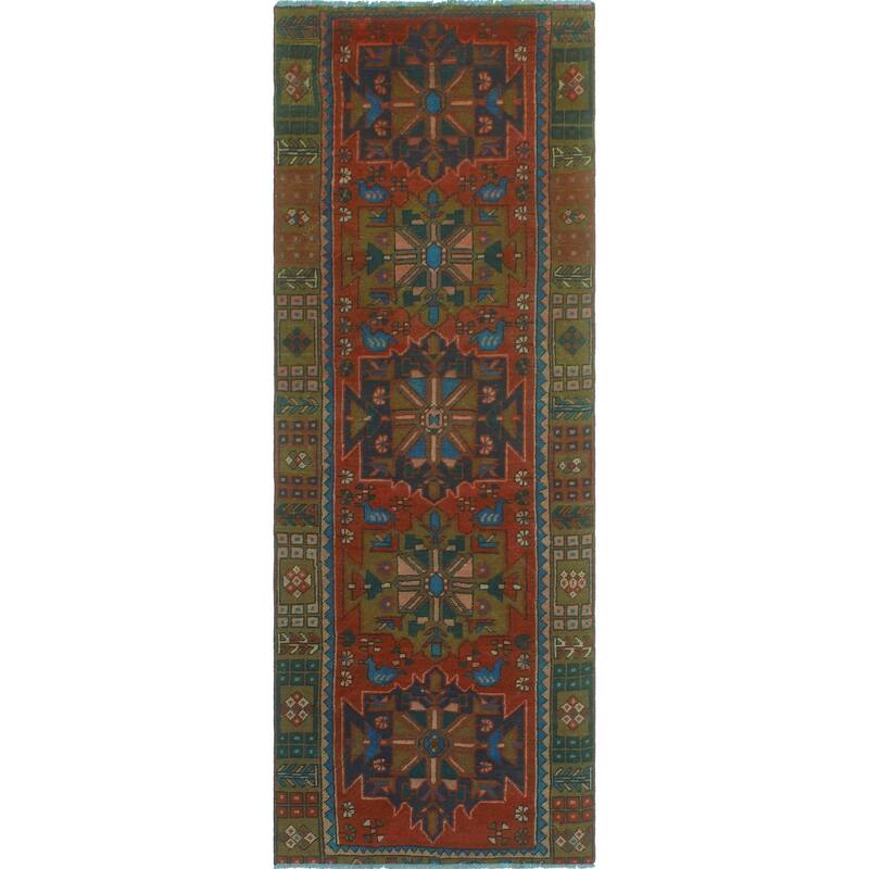 Fine Vintage Distressed Madalyn Rust/Lt. Brown Runner - 3'4" x 9'3"