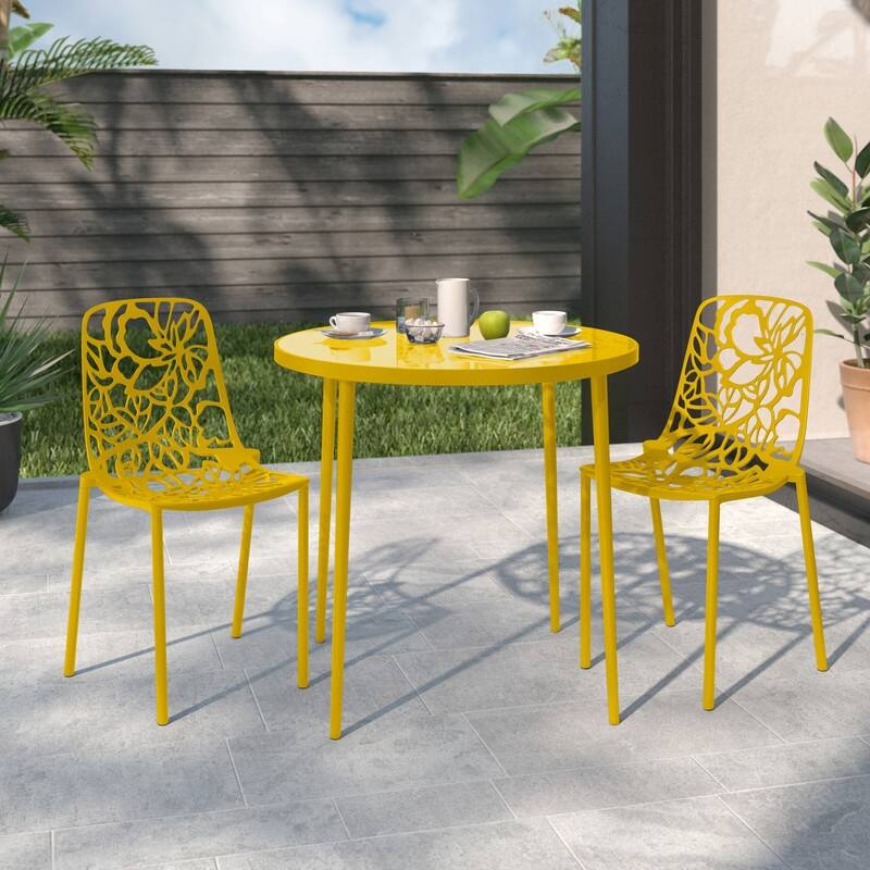 Devon Aluminum Outdoor Dining Side Chair with UV Resistant and Cuout Backrest for Indoor or Outdoor Set of 2