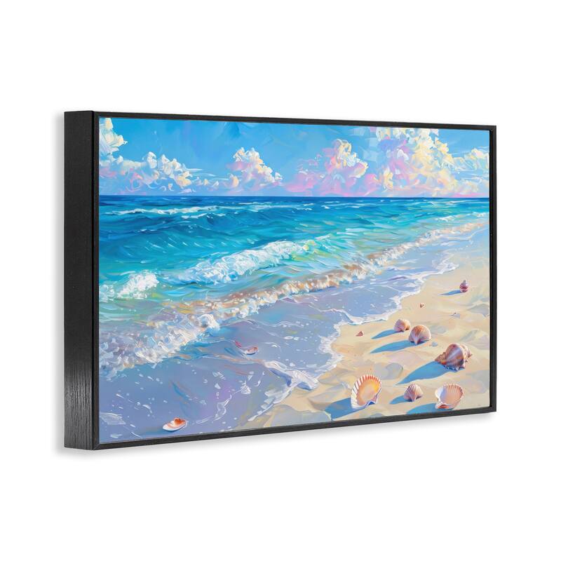 Stupell Seashells Along Sea Shore Framed Giclee Art Design By LSR Design Studio