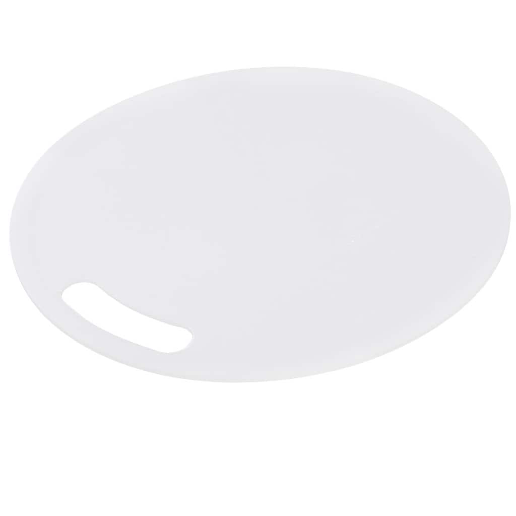 Plastic Round Dual Side Fruit Vegetable Meat Cutting Chopping Block Mats Board - White
