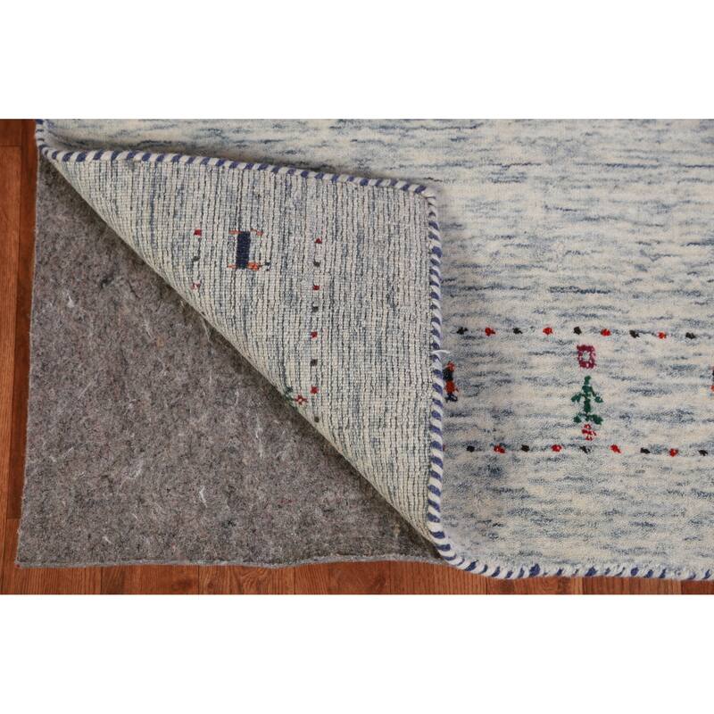 Hand Knotted Oriental 100% Wool Carpet Tribal Animal Pictorial Beige & Ivories Gabbeh Runner Rug - 9' 11'' X 2' 5''