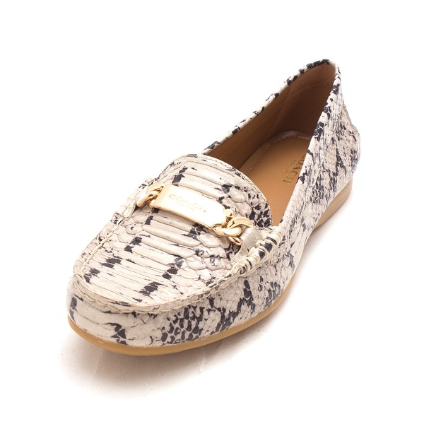 coach womens olive sand printed snake closed toe loafers