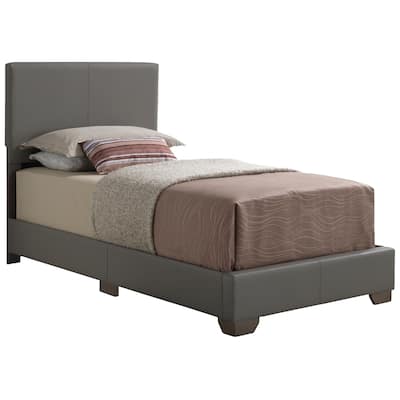 Twin Size PU Platform Bed with Foam Filler and Easy Assembly