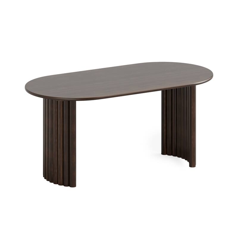 Dovelina 30"H Oval Wood Double Pedestal Dining Table Seats 6 - 67*33.5