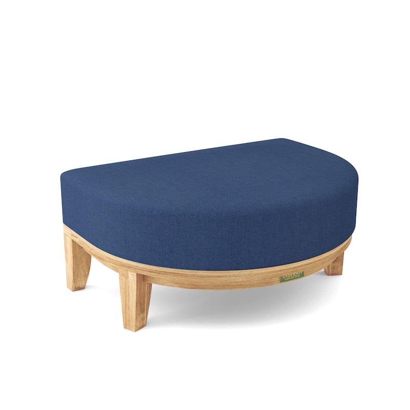 Coronado Sunbrella & Teak Outdoor Ottoman. - Cnavas Navy