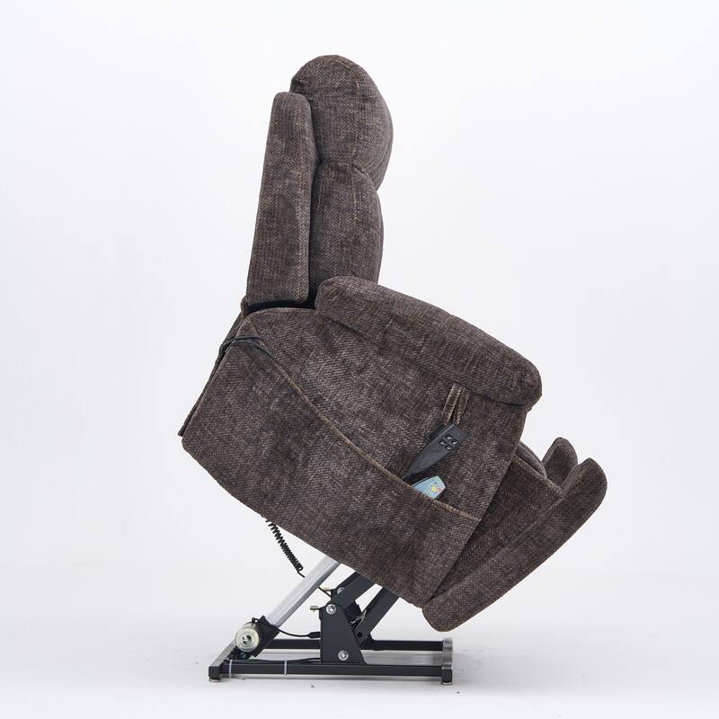 Velvet Oversized Power Lift Recliner Chair, 180° Flat with Massage