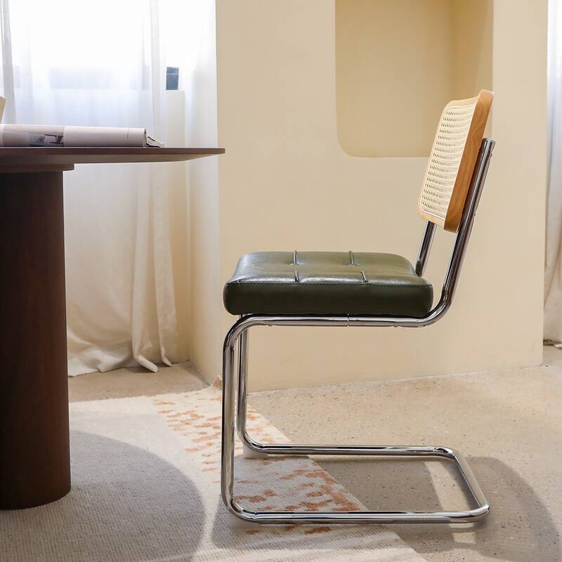 Dark Green Dining Chair Side Chair Leisure Chair Set of 2 Kitchen Chair Reception Chair Armless Chair with Metal Legs